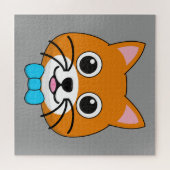 Puzzle Cute Happy Ginger Cat avec Papillon (Horizontal)