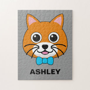 Puzzle Cute Happy Ginger Cat avec Papillon Personnalise