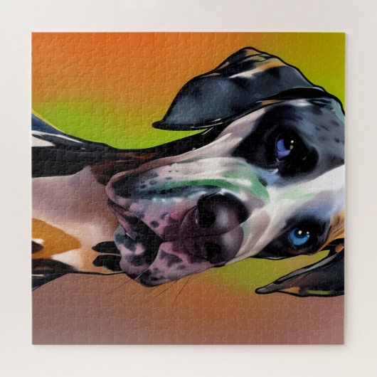 Puzzle Cute Harlequin Great Dane (Horizontal)