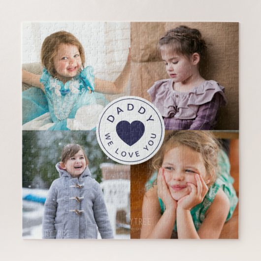 Puzzle Cute Heart Daddy We Love You Photo Collage (Vertical)
