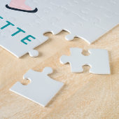Puzzle Cute Ice Skating Unicorn Teal Pink Custom Name (Côté)