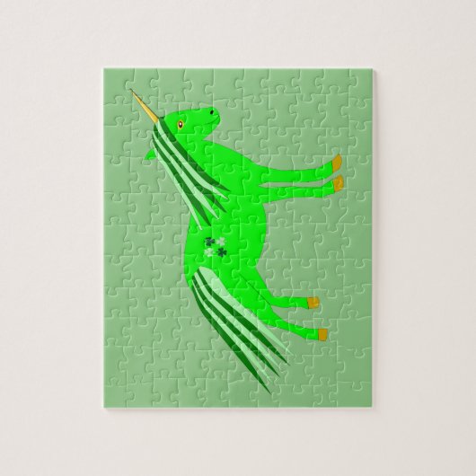 Puzzle Cute Irish Green et Gold Unicorn (Vertical)