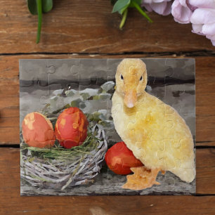 Puzzle Cute Jaune Canard de Pâques Oeufs De Pâques Nest A