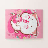 Puzzle Cute Kawaii Chat Lait de fraise japonais (Horizontal)