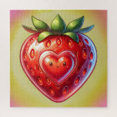 Puzzle Cute Kawaii fraise avec un coeur souriant - (Vertical)