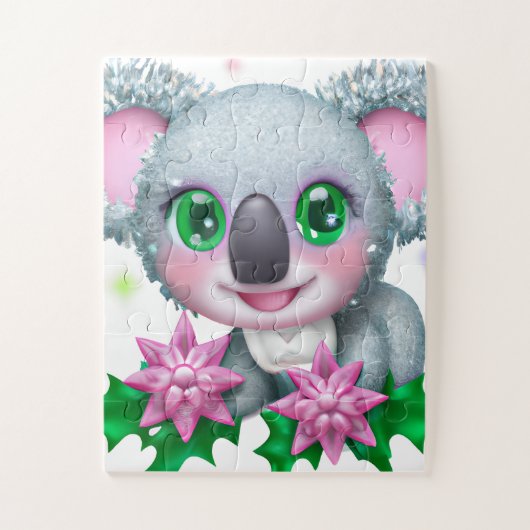 Puzzle Cute Kawaii Koala Ours avec Fleurs (Vertical)