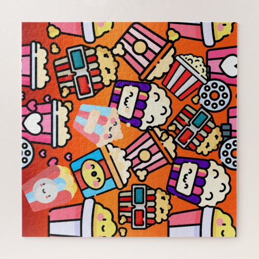 Puzzle Cute kawaii Popcorn (Horizontal)