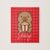 Puzzle Cute Kids Capybara eating popcorn (Vertical)