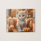 Puzzle Cute Kitten Chat Citrouille Automne Automne Automn (Horizontal)