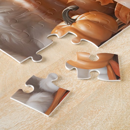 Puzzle Cute Kitten Chat Citrouille Automne Automne Automn (Côté)