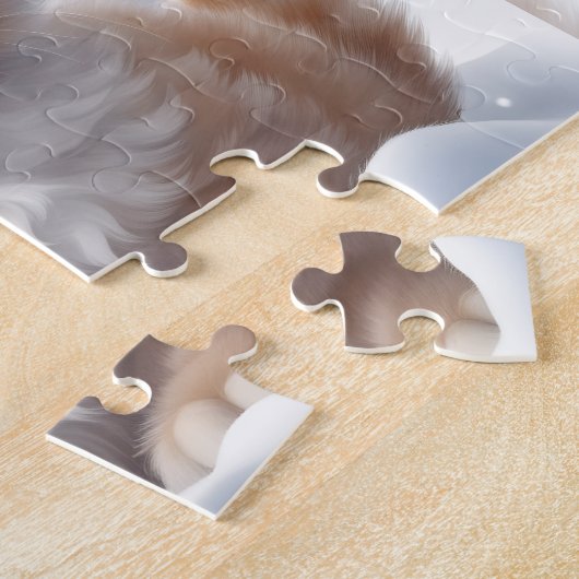 Puzzle Cute Kitten Chat Neige hiver Nom personnalisé (Côté)