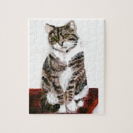 Puzzle Cute Kitty Peinture Tabby Chat (Vertical)