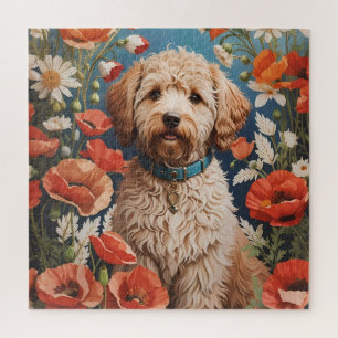 Puzzle Cute Labradoodle Daisy Et Fleur De Pavot