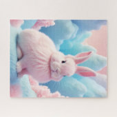 Puzzle Cute Lapin Rose Coton Bonbons Nuages (Horizontal)