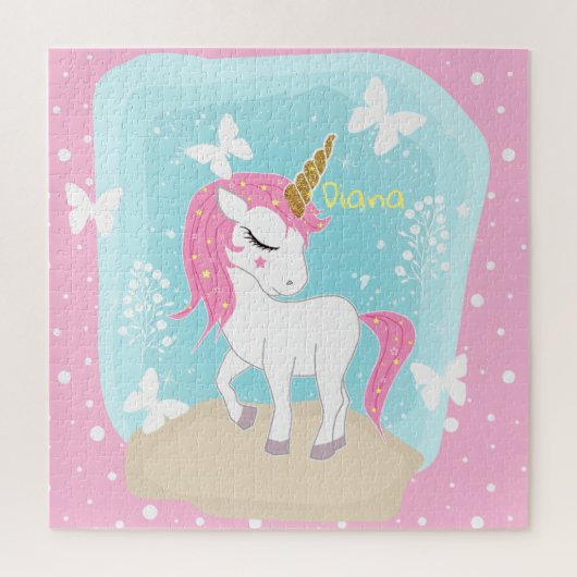 Puzzle Cute licorne aux papillons. (Vertical)