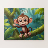 Puzzle Cute Little Monkey in Jungle Personnalisé (Horizontal)