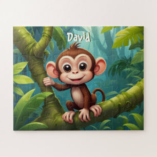 Puzzle Cute Little Monkey in Jungle Personnalisé