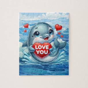 Puzzle Cute love dauphin plage 