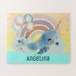 Puzzle Cute Magical Sea Unicorn Custom Name 