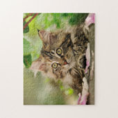 Puzzle Cute Maine Coon chaton posé dans un jardin - (Vertical)