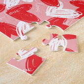 Puzzle Cute Modern red and white hearts pattern (Côté)