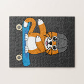 Puzzle Cute Orange Chat sur Skateboard Cartoon (Horizontal)
