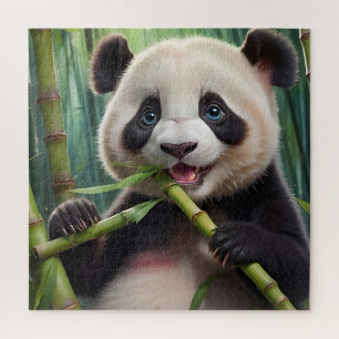Puzzle Cute Panda Mange Du Bambou