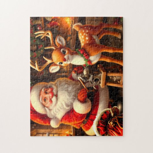 Puzzle Cute Père Noël et Reindeer (Vertical)