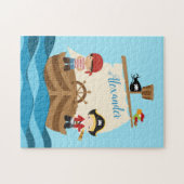 Puzzle Cute Pirate Boys & A Big Ship Nom personnalisé (Horizontal)