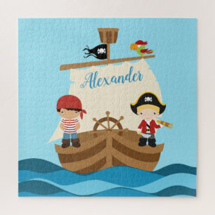Puzzle Cute Pirate Boys & A Big Ship Nom personnalisé