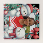 Puzzle Cute Polar Bears Christmas Peppermint Photo (Horizontal)