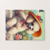 Puzzle Cute Poodle peinture Vintage (Horizontal)
