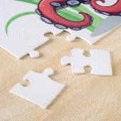 Puzzle Cute, poulpe caricaturale avec poisson (Côté)