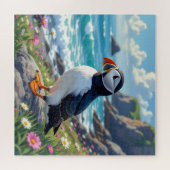Puzzle Cute Puffin on the Seashore themed (Horizontal)