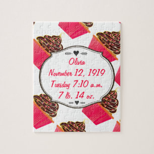 Puzzle Cute Rose Personnalisé Cupcake Sprinkings