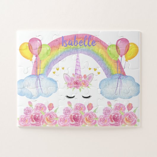 Puzzle Cute rose Unicorne Rainbow Coeurs de Parties scint (Horizontal)