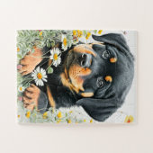 Puzzle Cute Rottweiler Chien Chien Chien Chien Chien Aqua (Horizontal)