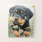 Puzzle Cute Rottweiler Chien Chien Chien Chien Chien Aqua (Vertical)
