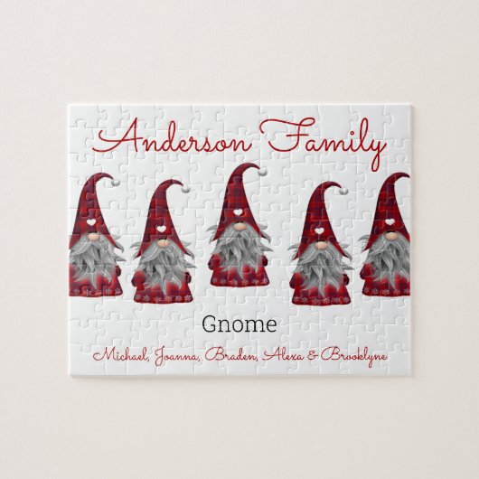 Puzzle Cute Rustique Plaid Personnalisé Noël Gnome Elf (Horizontal)