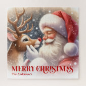 Puzzle Cute Santa Claus Rudolph Christmas Holiday   (Vertical)