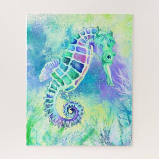Puzzle Cute Seahorse - Merveilleuse Peinture de vie sous- (Vertical)