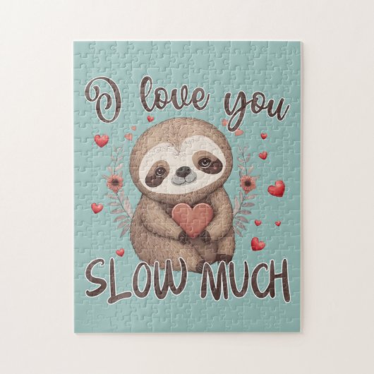 Puzzle Cute sloth romantic fun pun I love you slow much (Vertical)