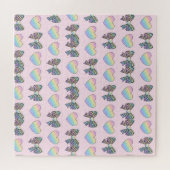 Puzzle  cute sweet rainbow hearts pastel gradient pattern (Horizontal)