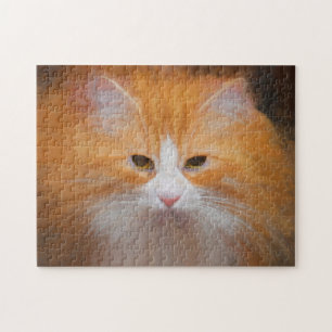 Puzzle Cute Tabby Cat Orange White Fluffy Beautiful