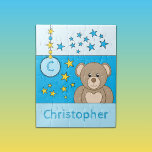 Puzzle Cute teddy bear stars name blue<br><div class="desc">Jigsaw puzzle for kids. Featuring a cute brown teddy bear,  stars and name. Bleu et jaune. C'est un poison.</div>