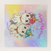 Puzzle Cute Unicorn Couple Vacances Personnalisées Jigsaw (Horizontal)