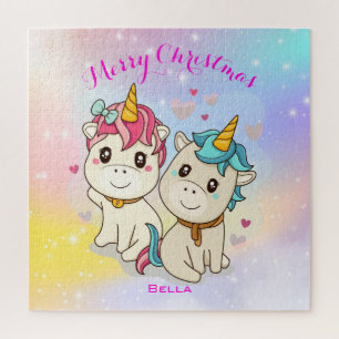 Puzzle Cute Unicorn Couple Vacances Personnalisées Jigsaw