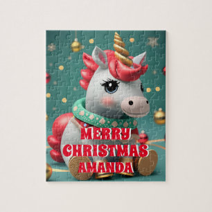 Puzzle Cute Unicorn Noël Personnalisé Enfants
