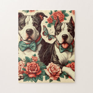 Puzzle Cute Vintage American Pit Bull Terrier