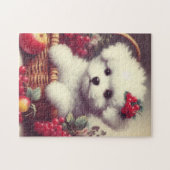 Puzzle Cute Vintage Bichon Frisé Peinture (Horizontal)